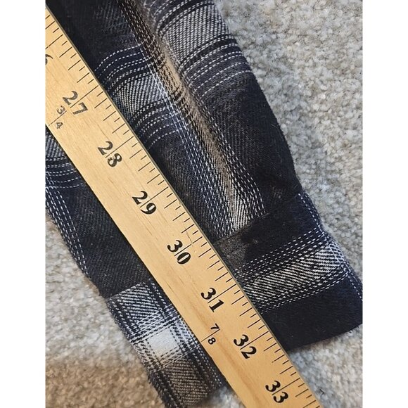 OOAK Upcycle Flannel Shacket Alice Cooper Rock Music Graphic Tee Boyfriend Large - Picture 9 of 10